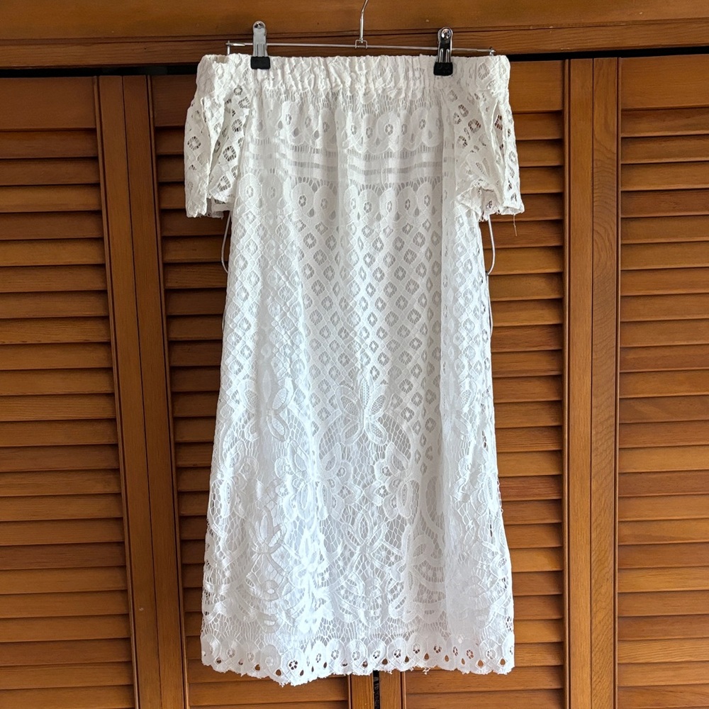 Off the shoulder white lace dress